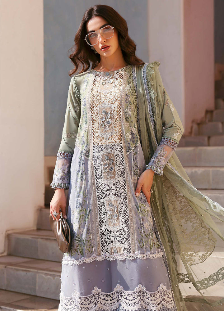 Maria B Unstitched Embroidered Luxury Lawn 3 Piece Suit MB26UEL 6B - Eid Collection