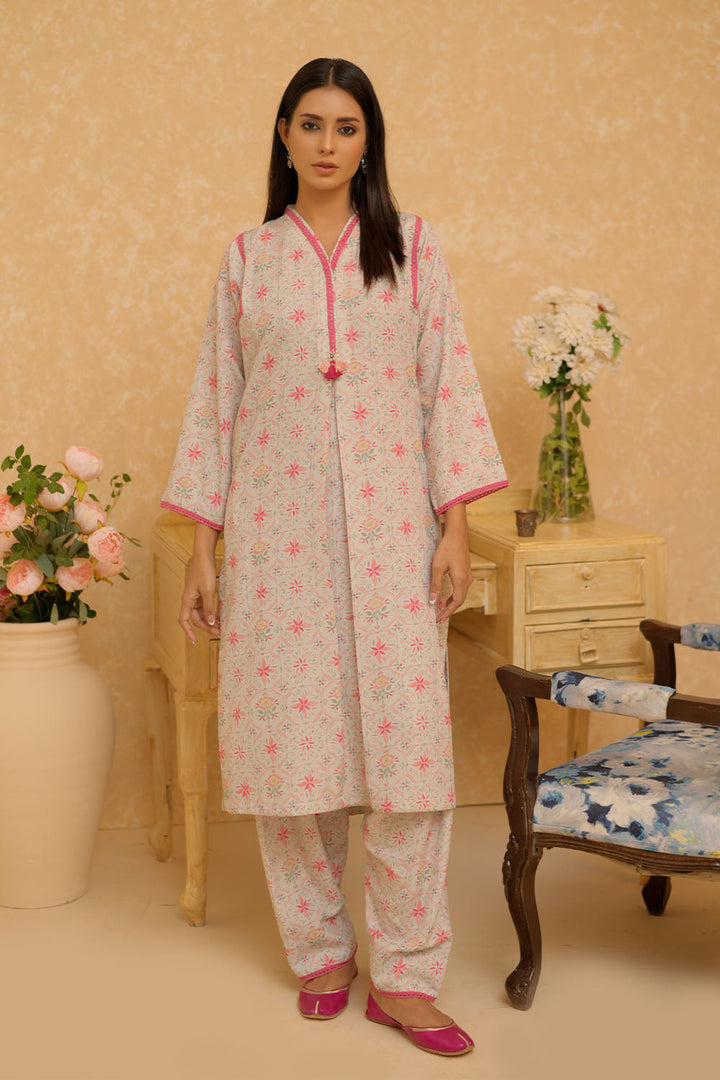 Senorita Women RTW Women Light Green and Multicolor Casual 2 Piece Suit Polyester Lawn Printed LAC-02937 - Summer Collection