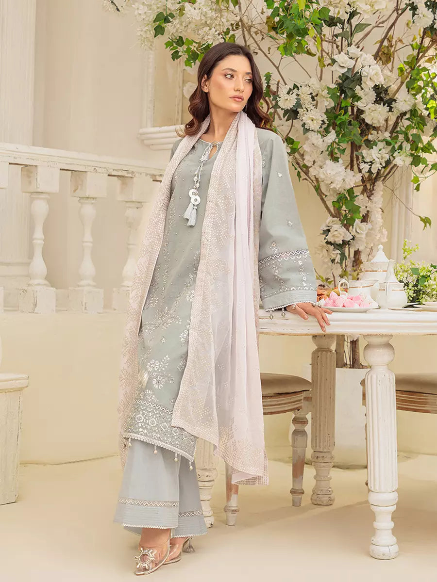 Salitex Unstitched Embroidered Cambric 3 Piece Suit UNS7MK003UT - Festive Collection