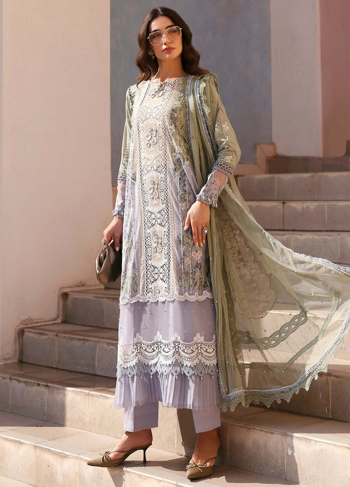 Maria B Unstitched Embroidered Luxury Lawn 3 Piece Suit MB26UEL 6B - Eid Collection