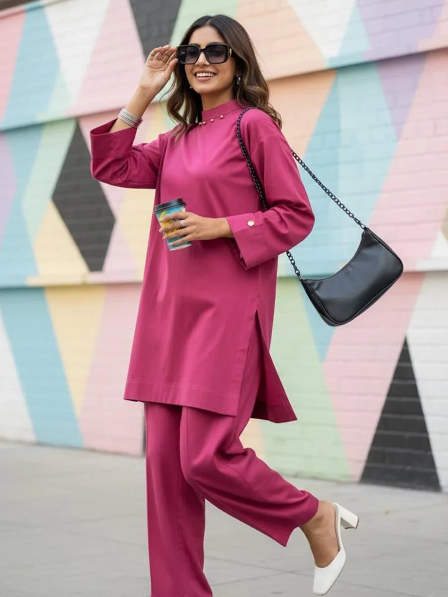 Salitex Women Solids Crepe 2 Piece Suit SS25PBC701 - Summer Collection