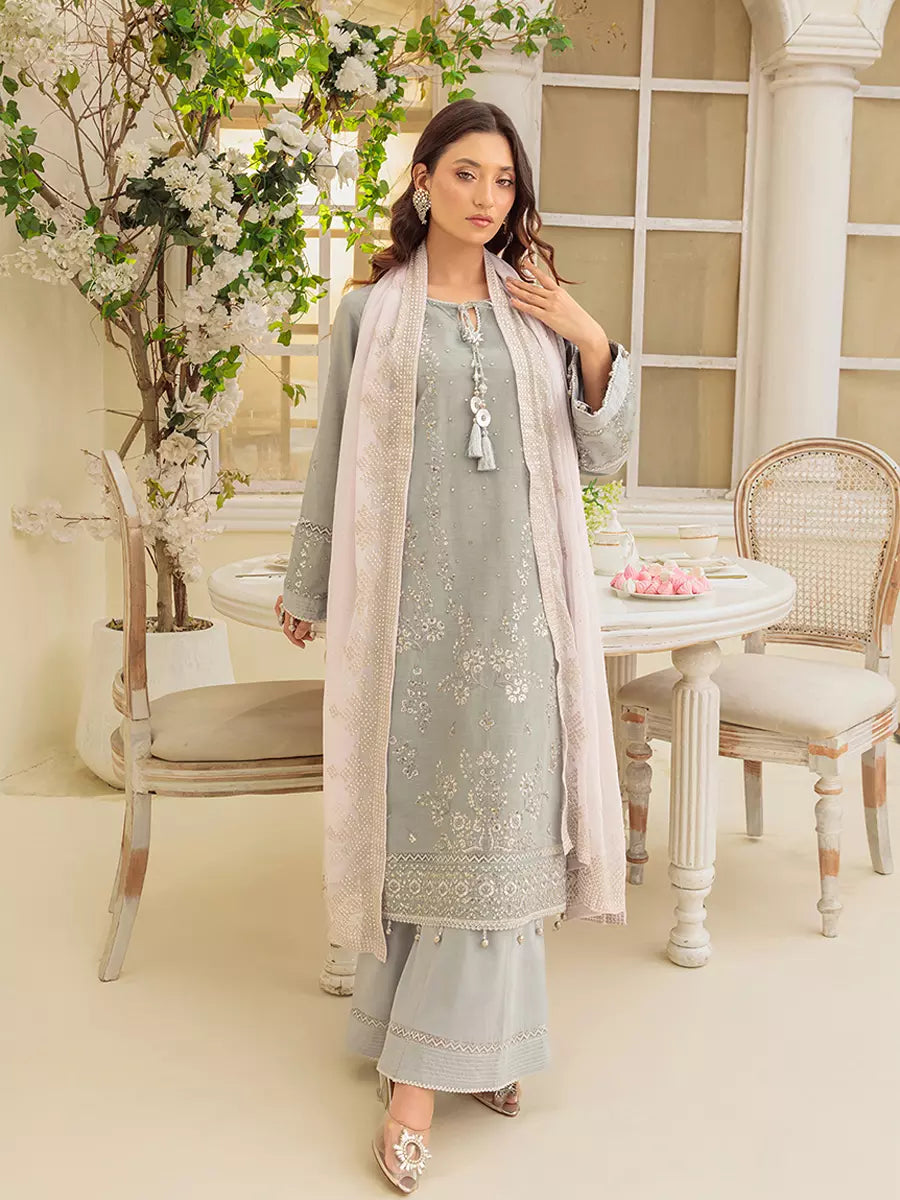 Salitex Unstitched Embroidered Cambric 3 Piece Suit UNS7MK003UT - Festive Collection