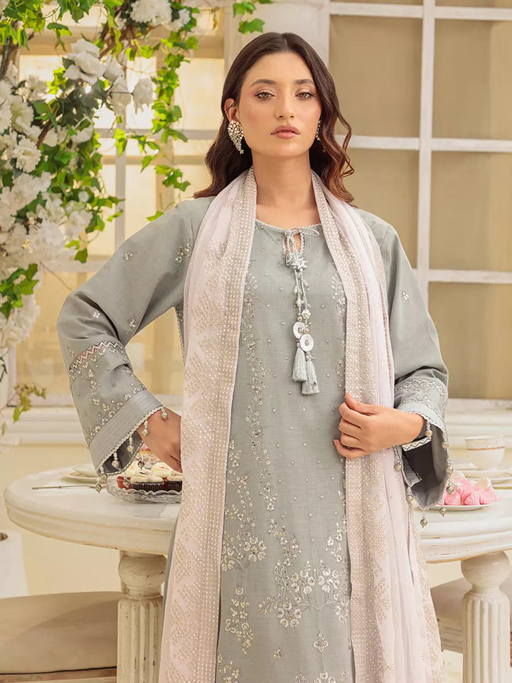 Salitex Unstitched Embroidered Cambric 3 Piece Suit UNS7MK003UT - Festive Collection