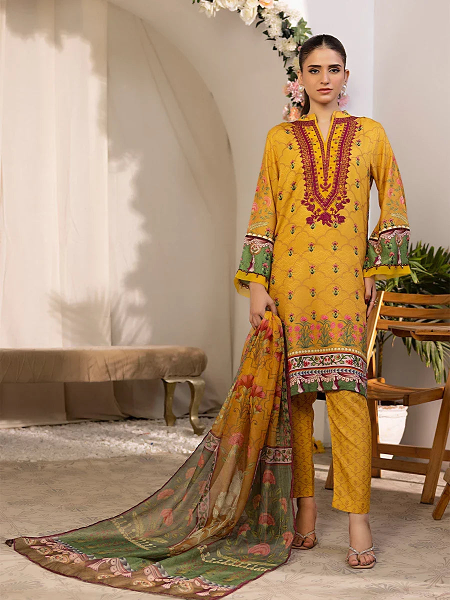 Salitex Women Embroidered Dobby 3 Piece Suit SPL3PEC041 - Summer Collection