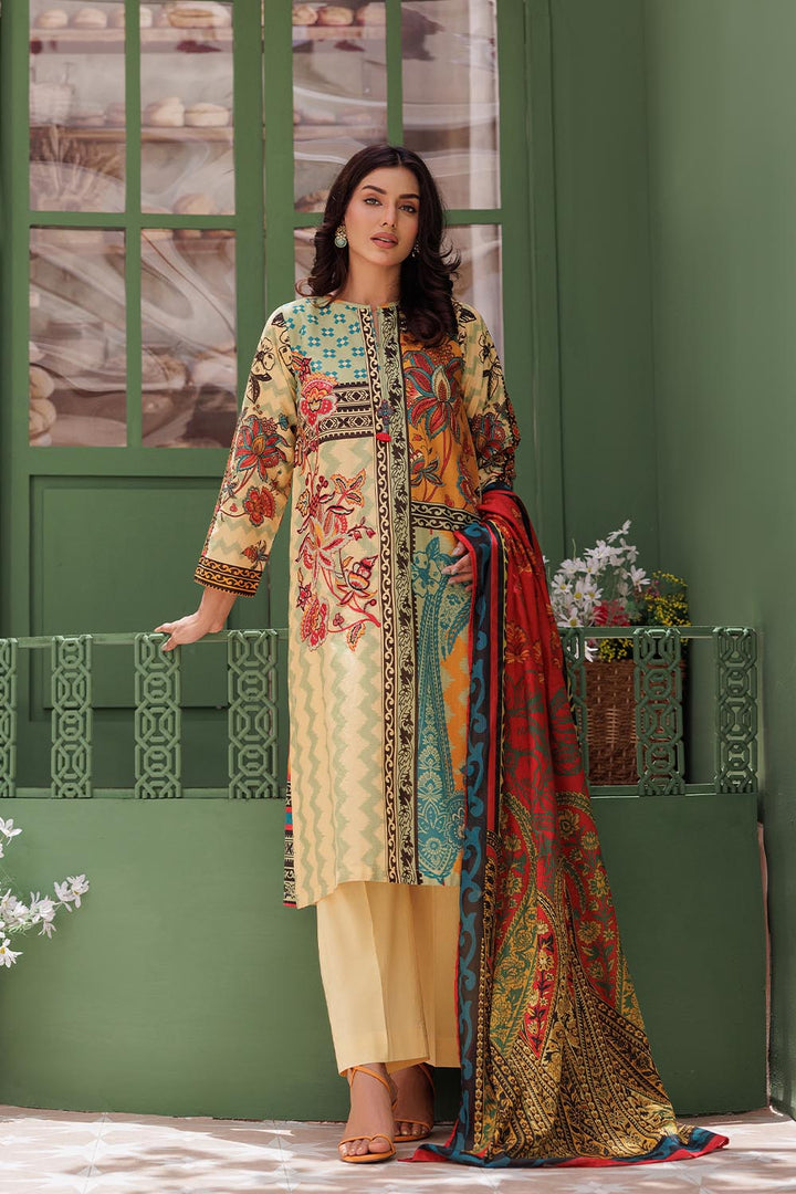 Senorita Women RTW Women Yellow and Multicolor Casual 3 Piece Suit Cotton Lawn Printed LAD-03038 - Summer Collection