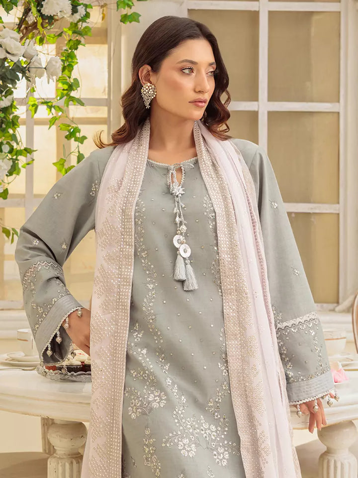 Salitex Unstitched Embroidered Cambric 3 Piece Suit UNS7MK003UT - Festive Collection