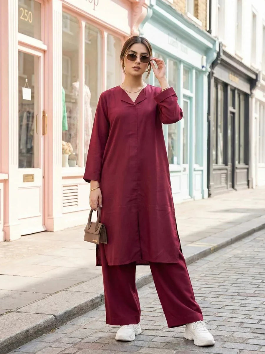 Salitex Women Solids Crepe 2 Piece Suit SS25PBC700 - Summer Collection