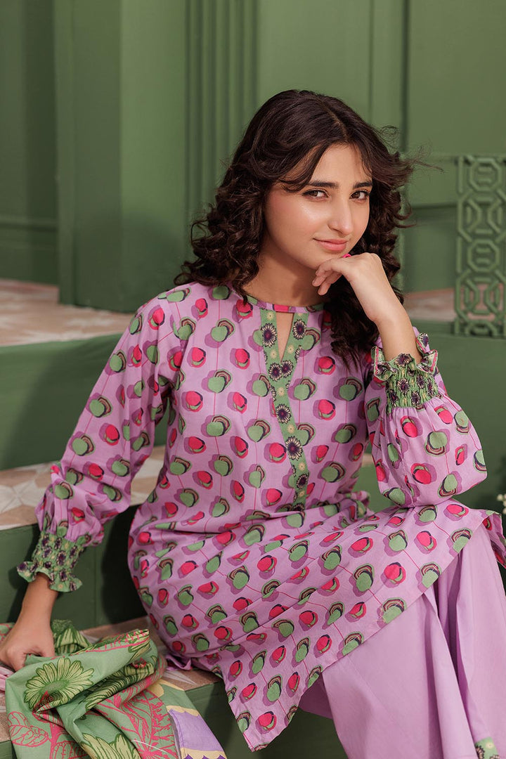 Senorita Girls Ready to Wear Girls Purple and Multicolor Casual 3 Piece Suit Cotton Lawn Printed GAD-03063 - Summer Collection