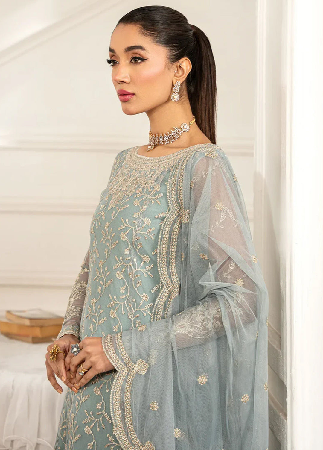 Zarif Embroidered Net Suit Unstitched 3 Piece ZR25UF ZFE-01 Lydia - Formals Collection