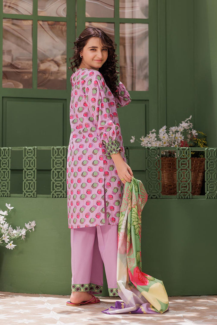 Senorita Girls Ready to Wear Girls Purple and Multicolor Casual 3 Piece Suit Cotton Lawn Printed GAD-03063 - Summer Collection