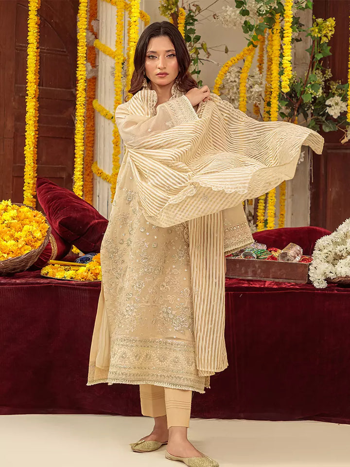 Salitex Unstitched Embroidered Cotton Silk 3 Piece Suit SUNS7JI057UT - Festive Collection