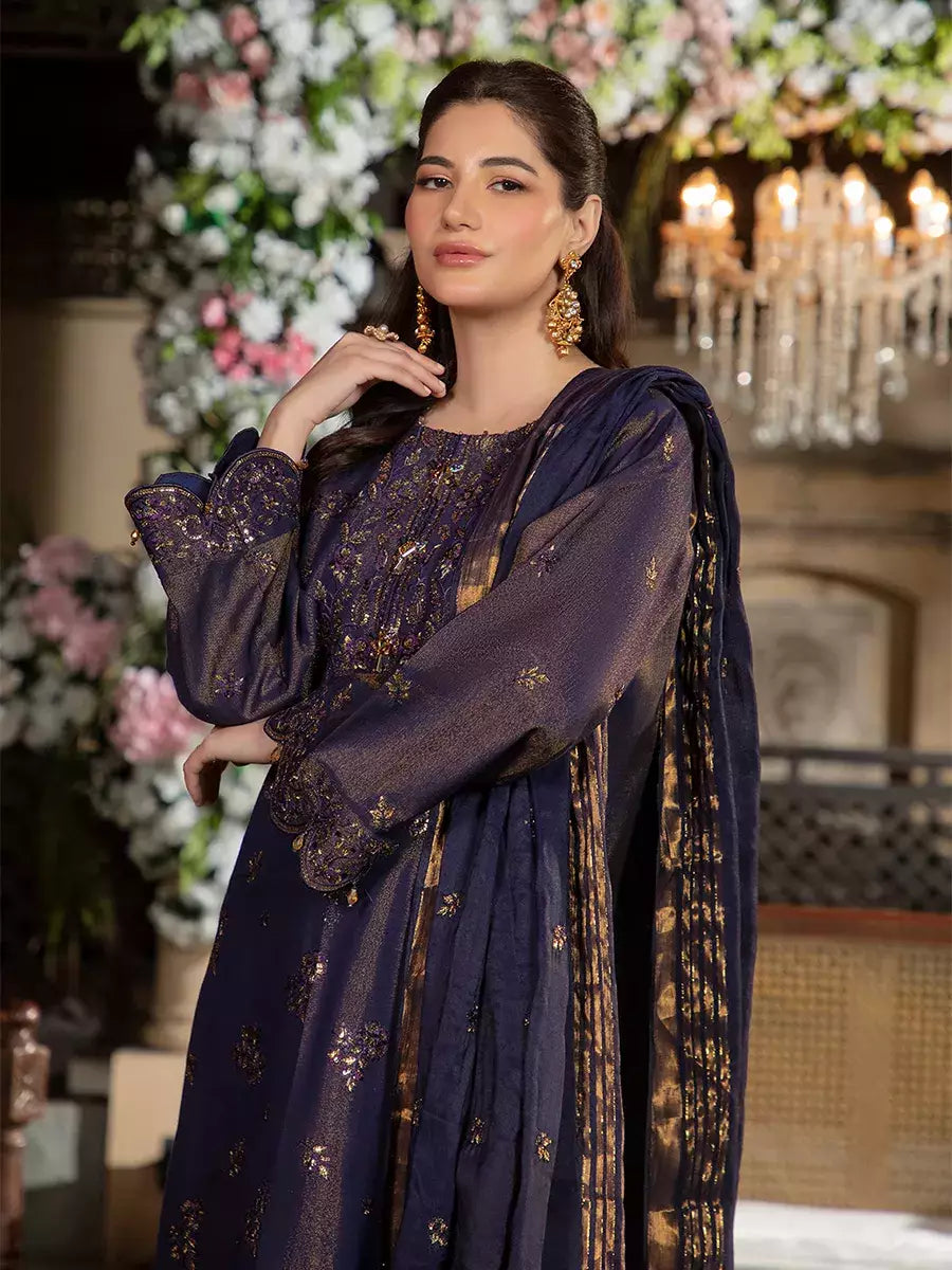 Jashn e Noor by Salitex Unstitched Embroidered 3 Piece Khaddi Net SUNW7NO084 - Summer Collection