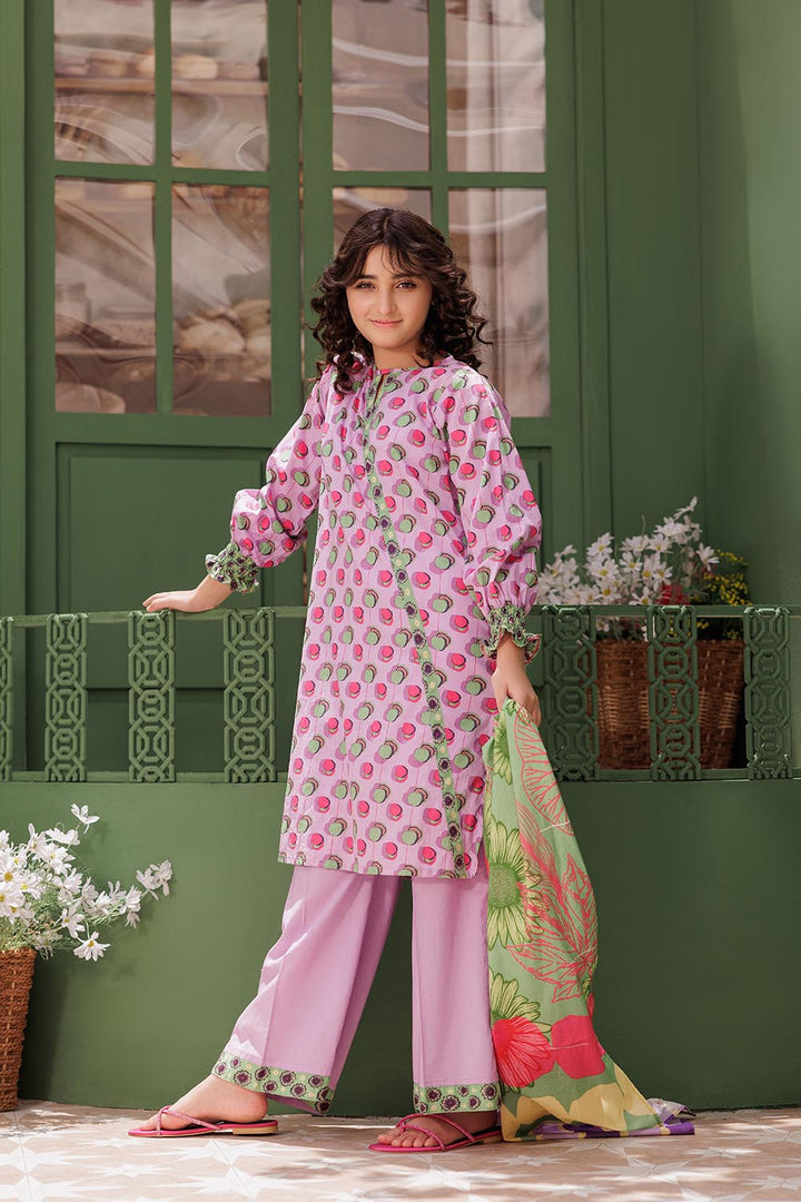 Senorita Girls Ready to Wear Girls Purple and Multicolor Casual 3 Piece Suit Cotton Lawn Printed GAD-03063 - Summer Collection