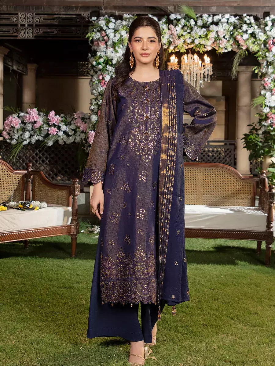 Jashn e Noor by Salitex Unstitched Embroidered 3 Piece Khaddi Net SUNW7NO084 - Summer Collection