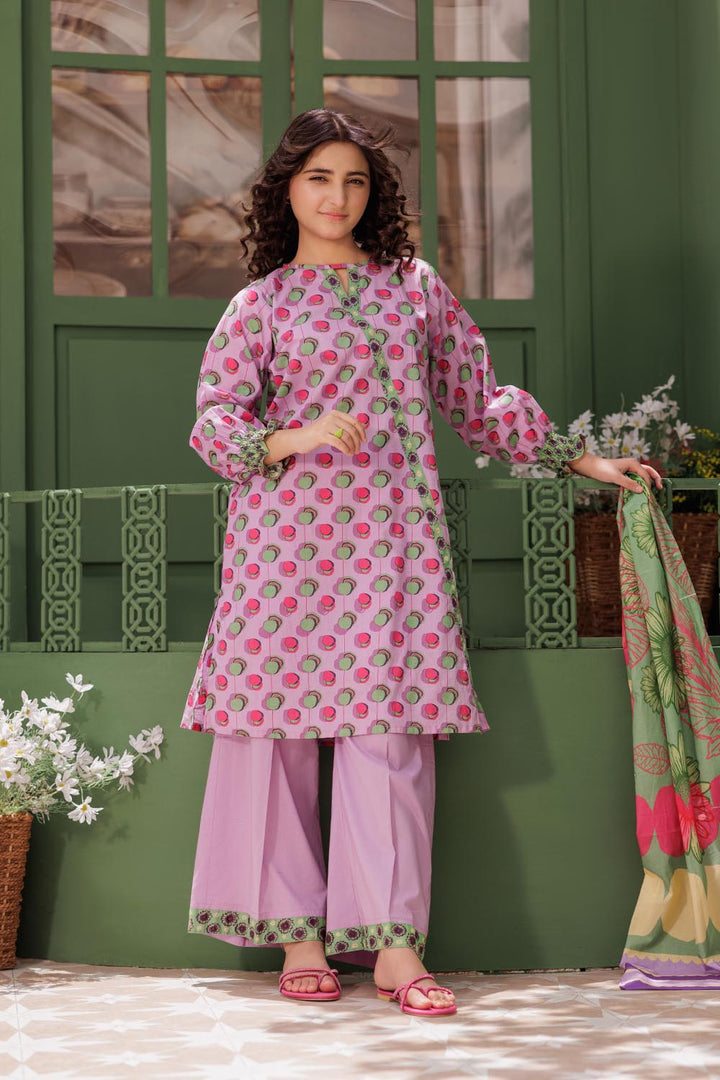 Senorita Girls Ready to Wear Girls Purple and Multicolor Casual 3 Piece Suit Cotton Lawn Printed GAD-03063 - Summer Collection