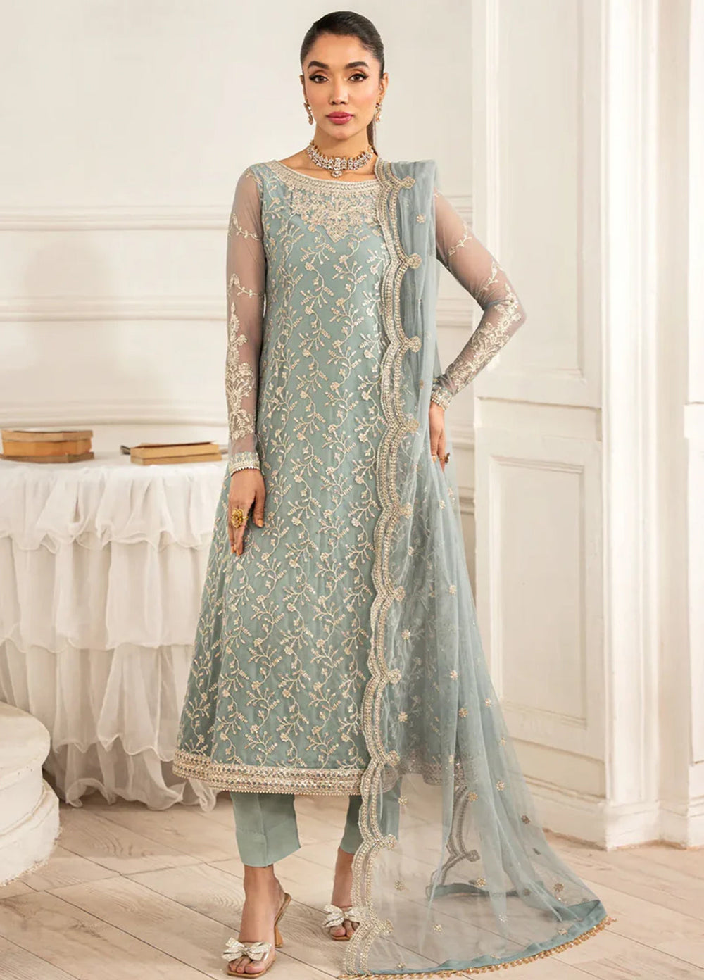Zarif Embroidered Net Suit Unstitched 3 Piece ZR25UF ZFE-01 Lydia - Formals Collection