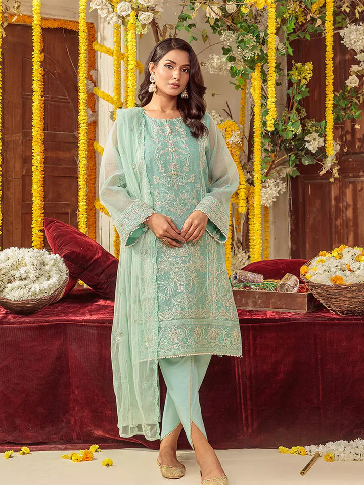 Salitex Unstitched Embroidered Net 3 Piece Suit SUNS7JI054UT - Festive Collection