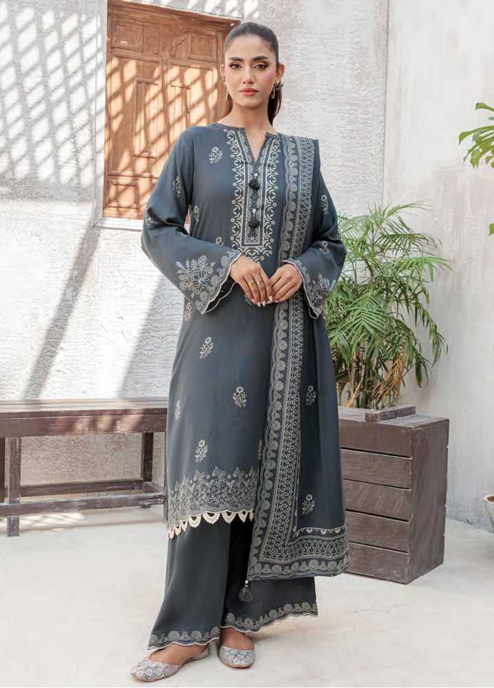 Lakhany Printed Pashmina Suits Unstitched 3 Piece LSM25LP LG-RK-0082-B - Winter Collection