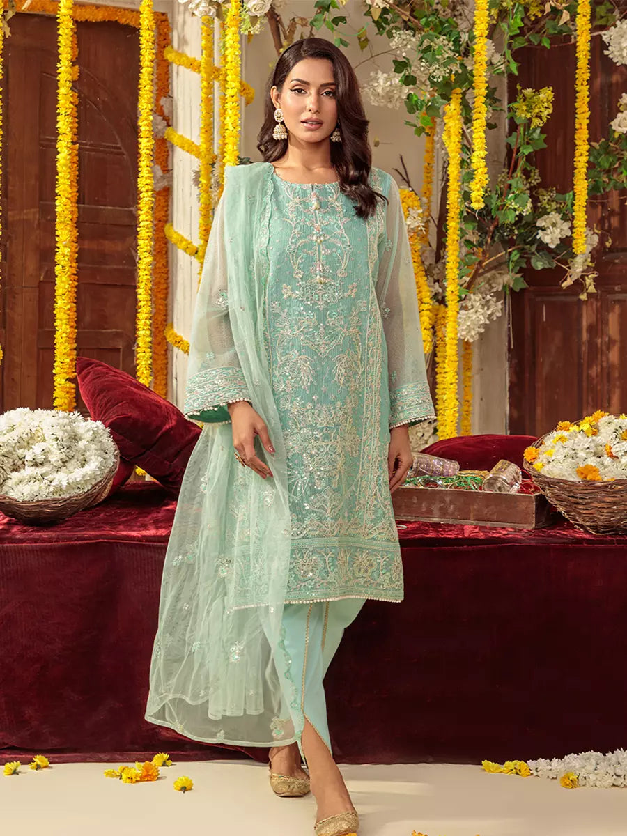 Salitex Unstitched Embroidered Net 3 Piece Suit SUNS7JI054UT - Festive Collection