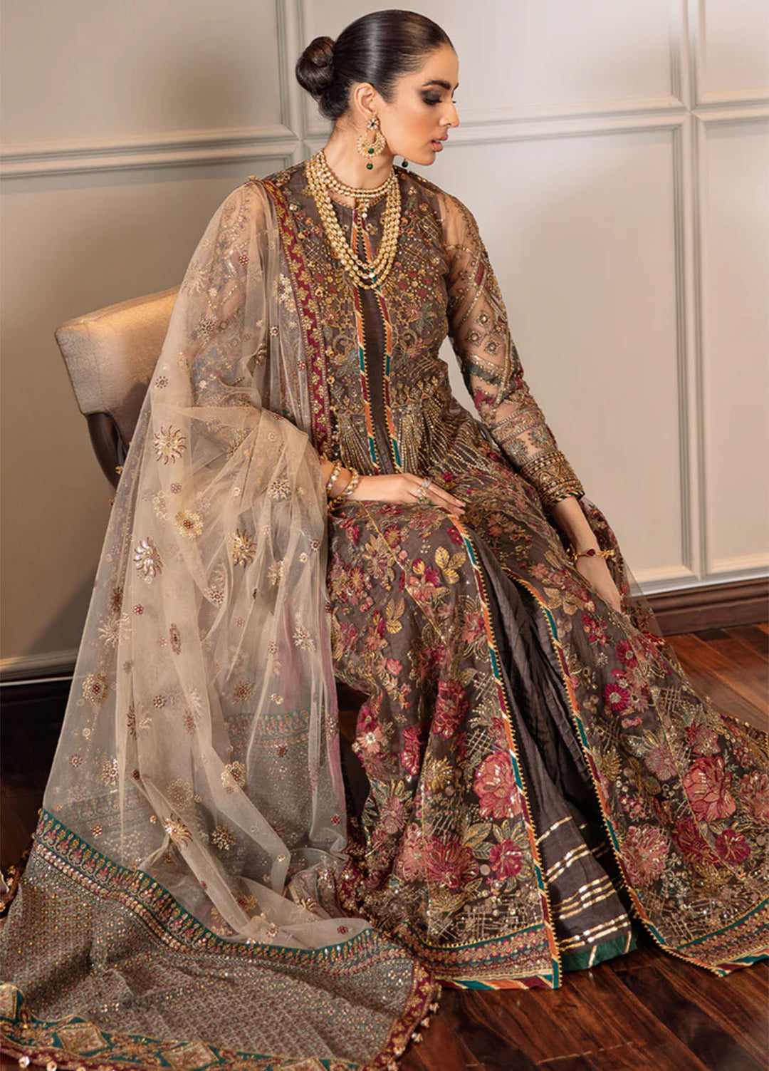 Chantelle by Baroque Unstitched Embroidered Net 3 Piece Suit BQ26UCF EC-02 - Festive Collection