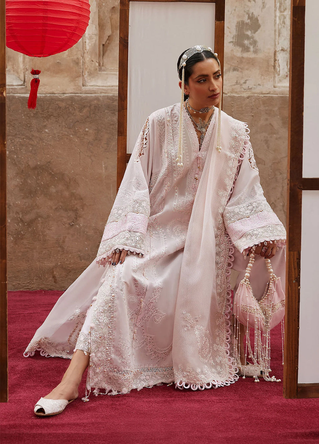 Kashmee Legacy by Elan Unstitched Embroidered Slub Lawn 3 Piece Suit EL26ULKL Rouhaan EL26-04B - Festive Collection