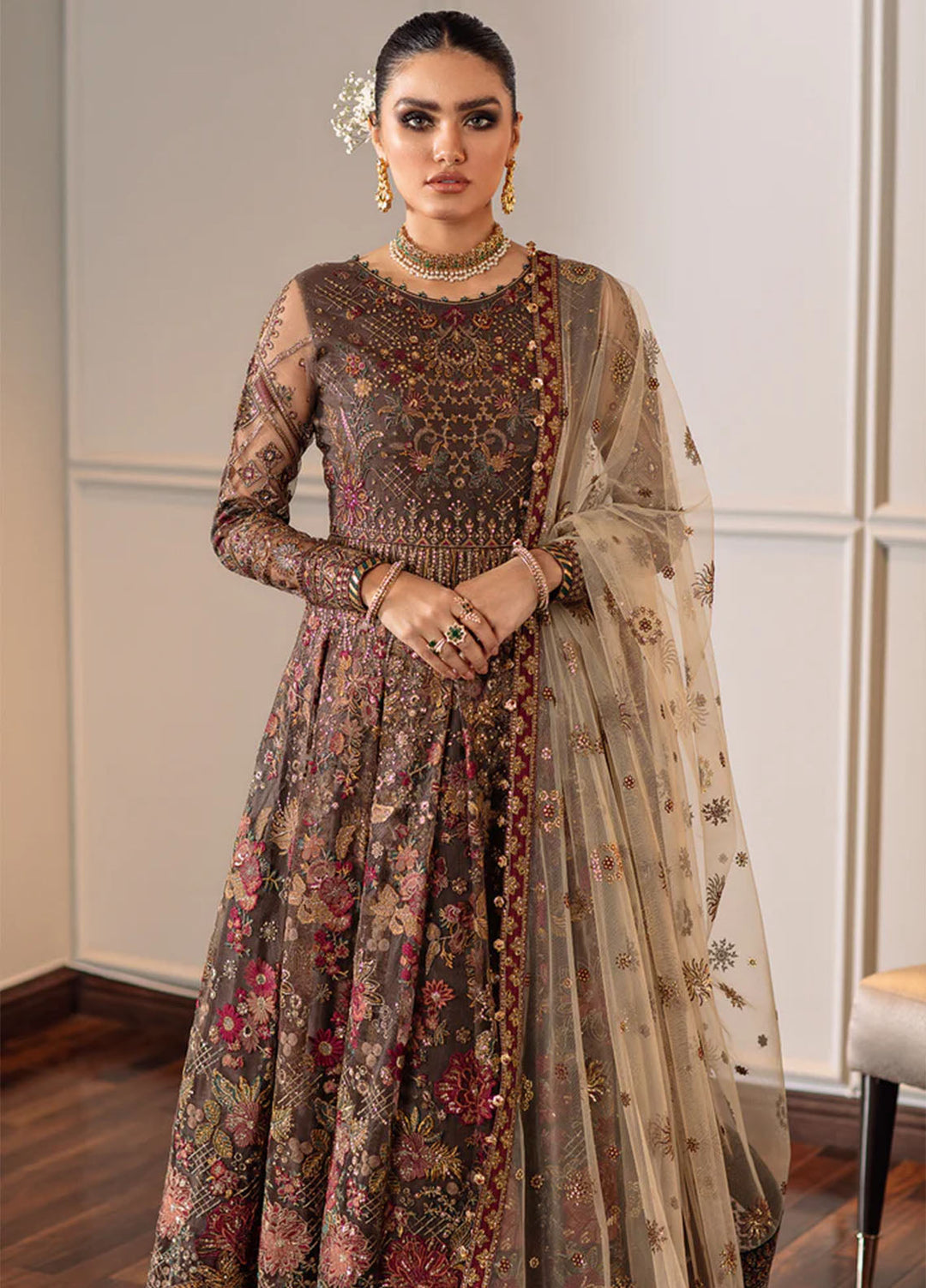Chantelle by Baroque Unstitched Embroidered Net 3 Piece Suit BQ26UCF EC-02 - Festive Collection
