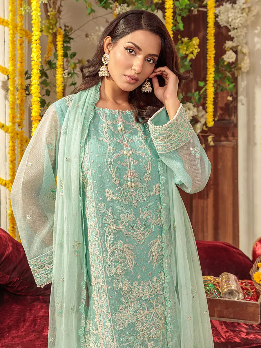 Salitex Unstitched Embroidered Net 3 Piece Suit SUNS7JI054UT - Festive Collection