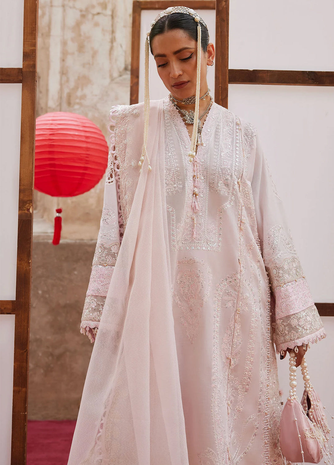 Kashmee Legacy by Elan Unstitched Embroidered Slub Lawn 3 Piece Suit EL26ULKL Rouhaan EL26-04B - Festive Collection