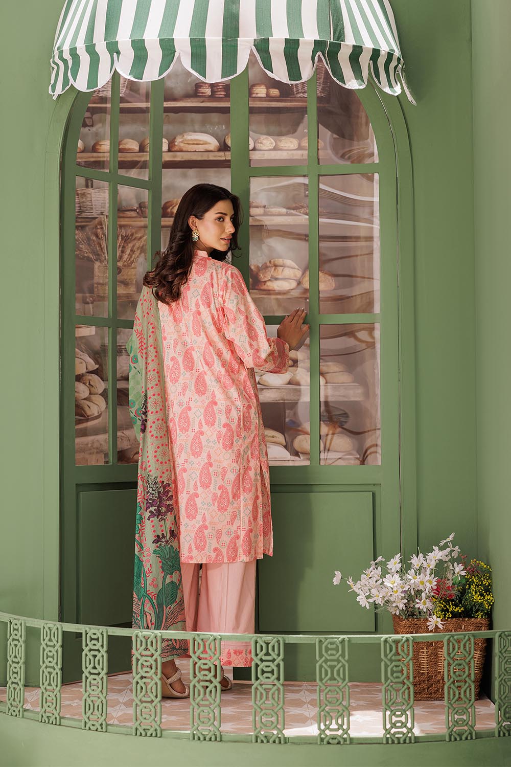 Senorita Women RTW Women Peach and Multicolor Casual 3 Piece Suit Cotton Lawn Printed LAD-03078 - Summer Collection