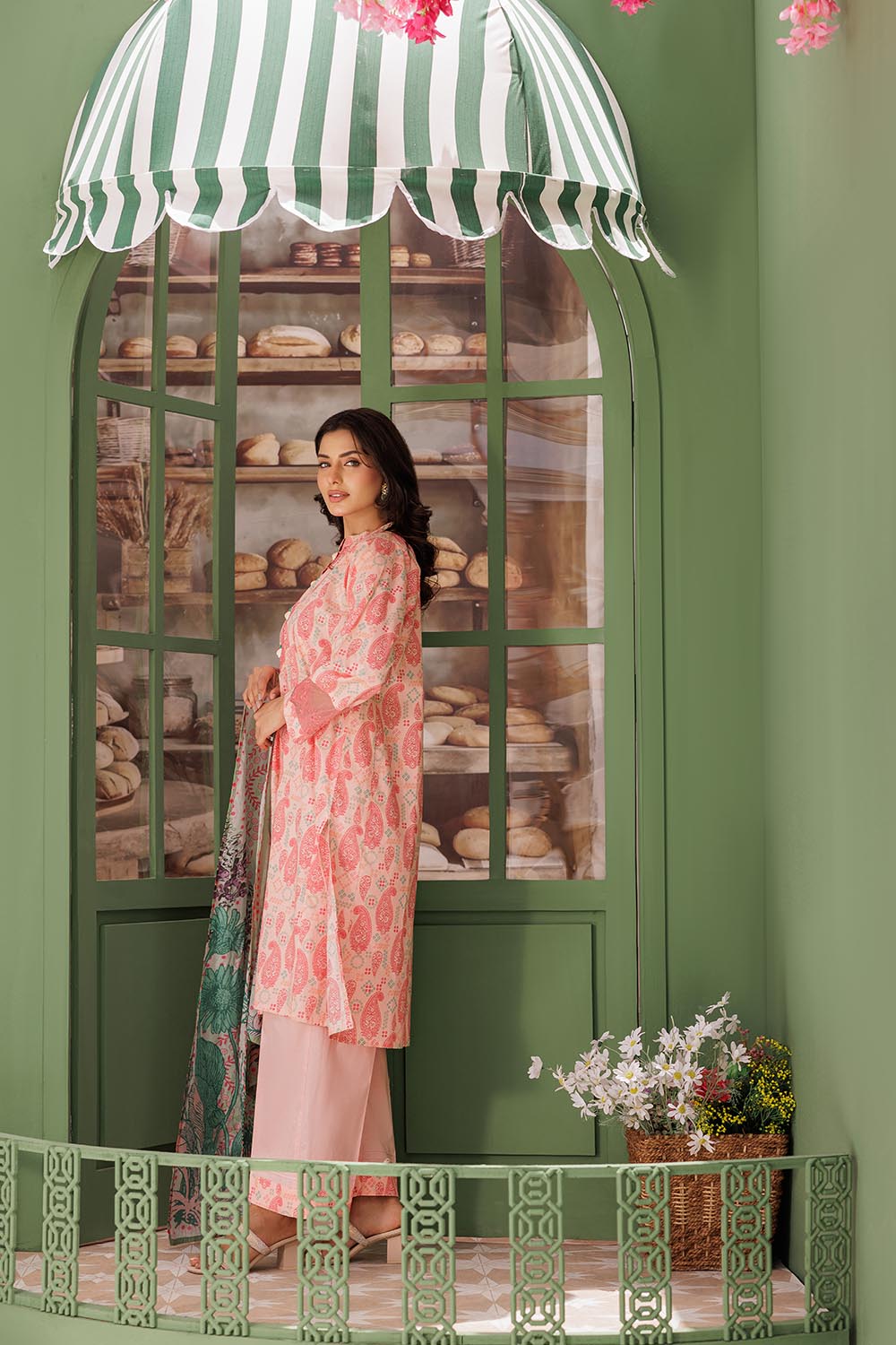 Senorita Women RTW Women Peach and Multicolor Casual 3 Piece Suit Cotton Lawn Printed LAD-03078 - Summer Collection