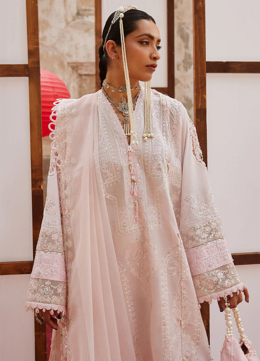 Kashmee Legacy by Elan Unstitched Embroidered Slub Lawn 3 Piece Suit EL26ULKL Rouhaan EL26-04B - Festive Collection
