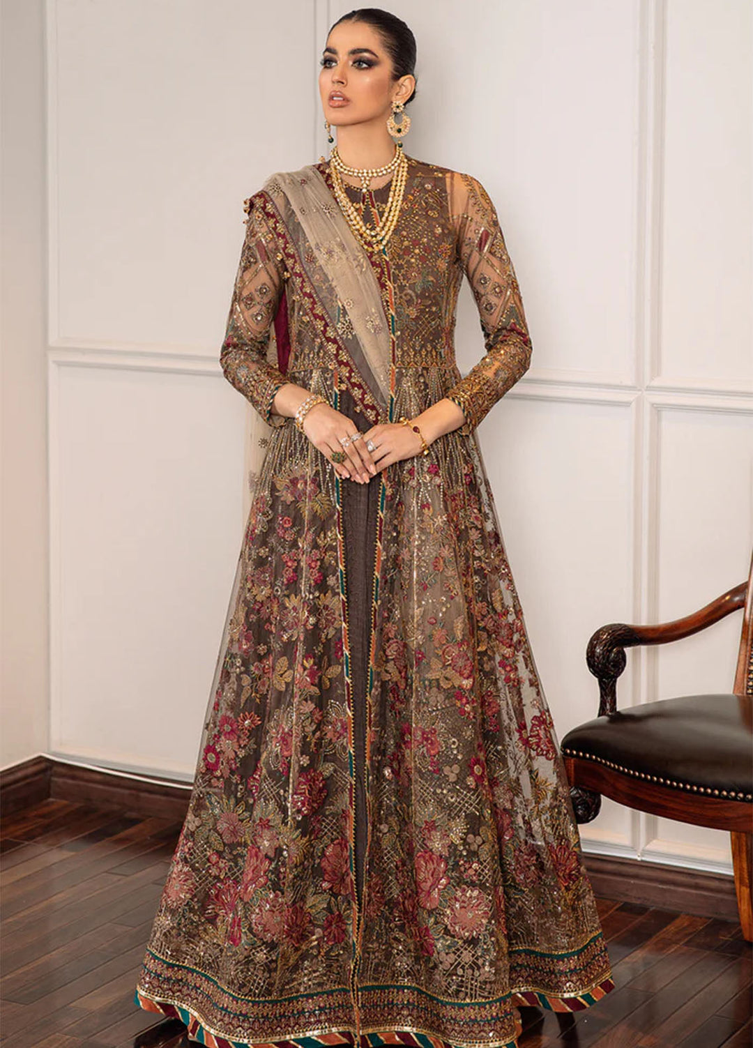 Chantelle by Baroque Unstitched Embroidered Net 3 Piece Suit BQ26UCF EC-02 - Festive Collection