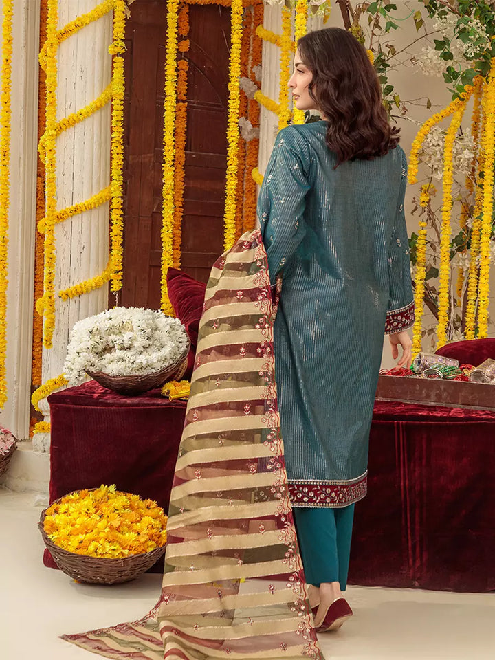 Salitex Unstitched Embroidered Cotton Silk 3 Piece Suit SUNS7JI052UT - Festive Collection