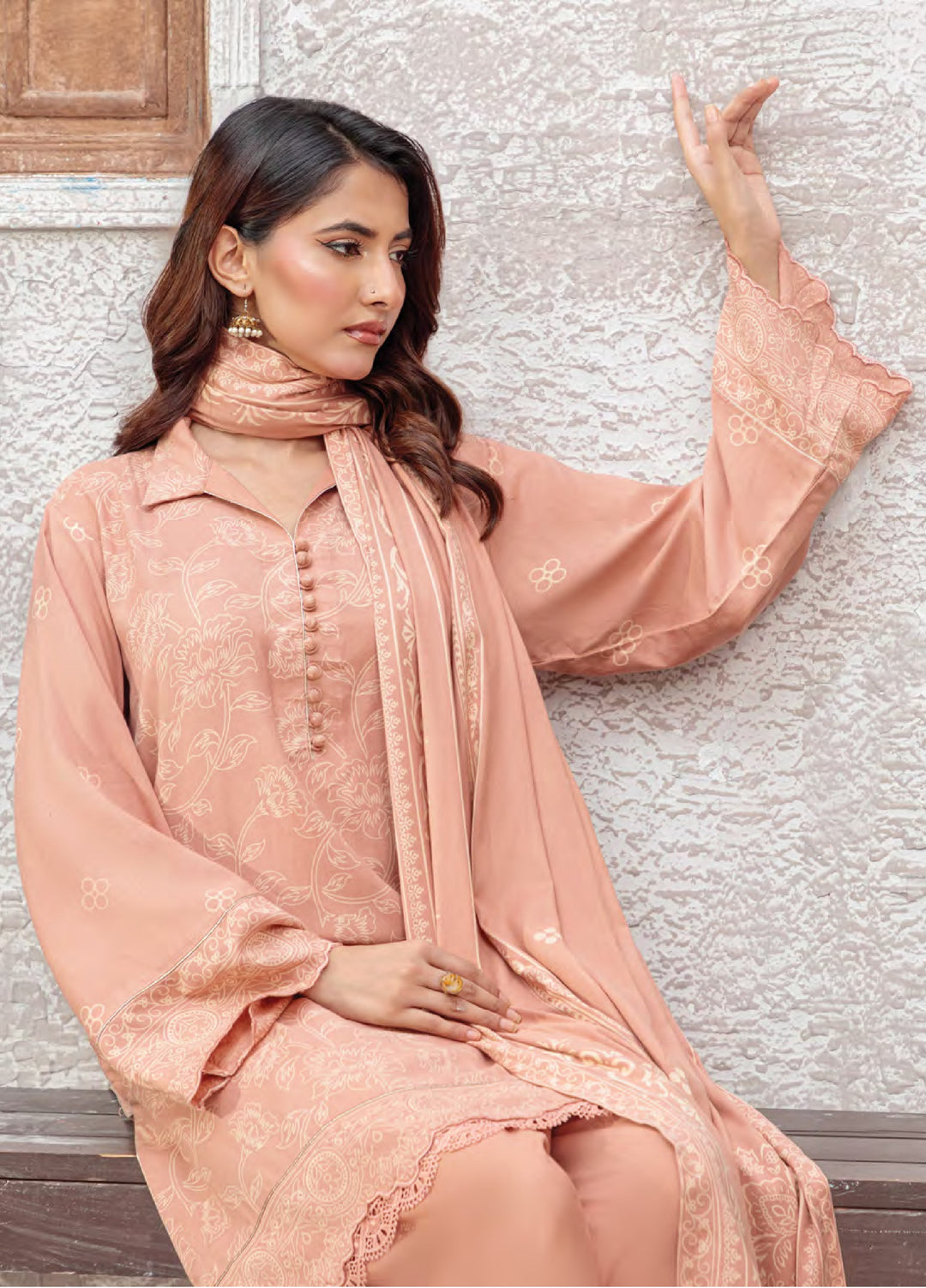 Lakhany Printed Pashmina Suits Unstitched 3 Piece LSM25LP LG-RK-0091-A - Winter Collection
