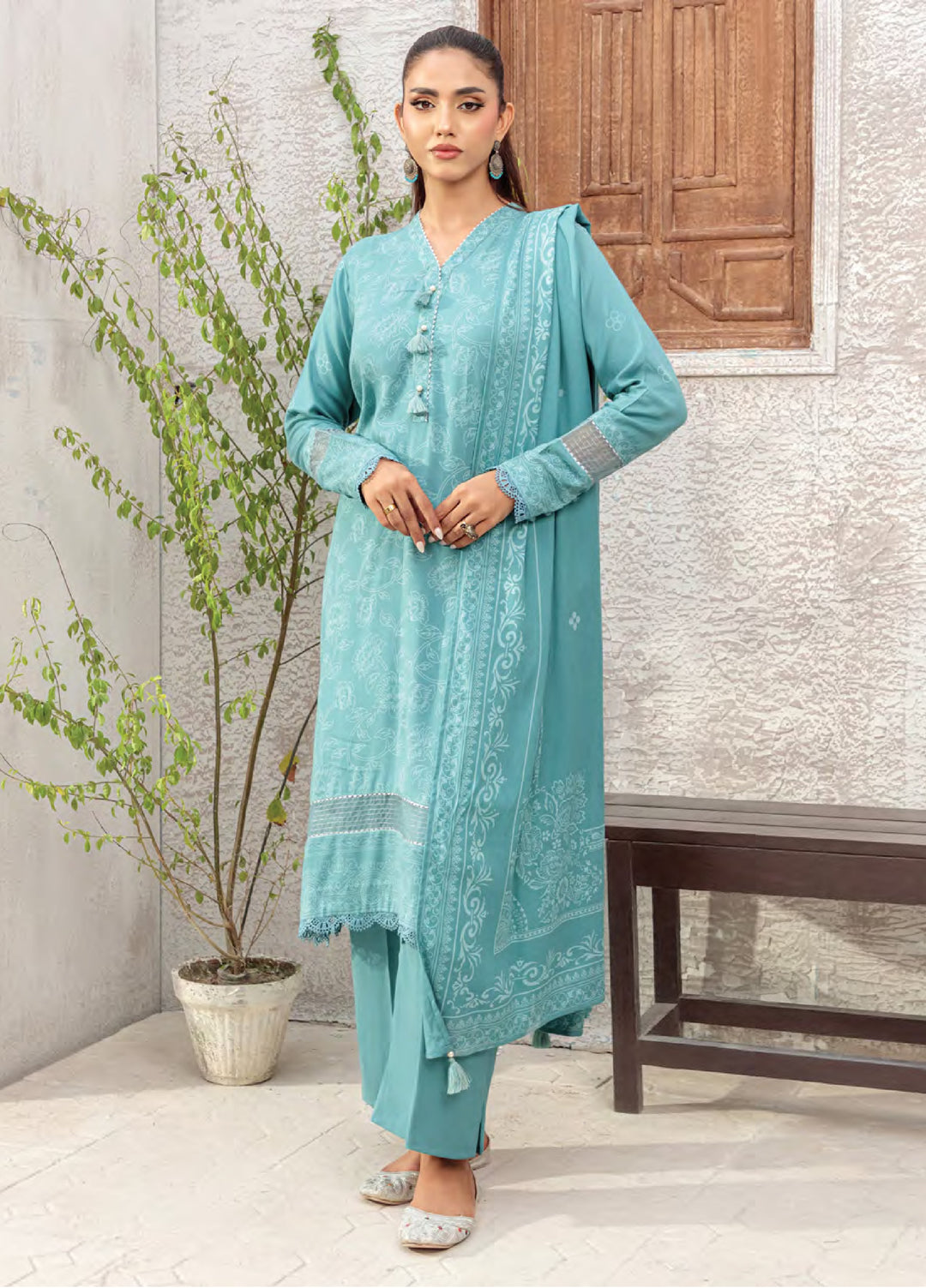 Lakhany Printed Pashmina Suits Unstitched 3 Piece LSM25LP LG-RK-0091-B - Winter Collection
