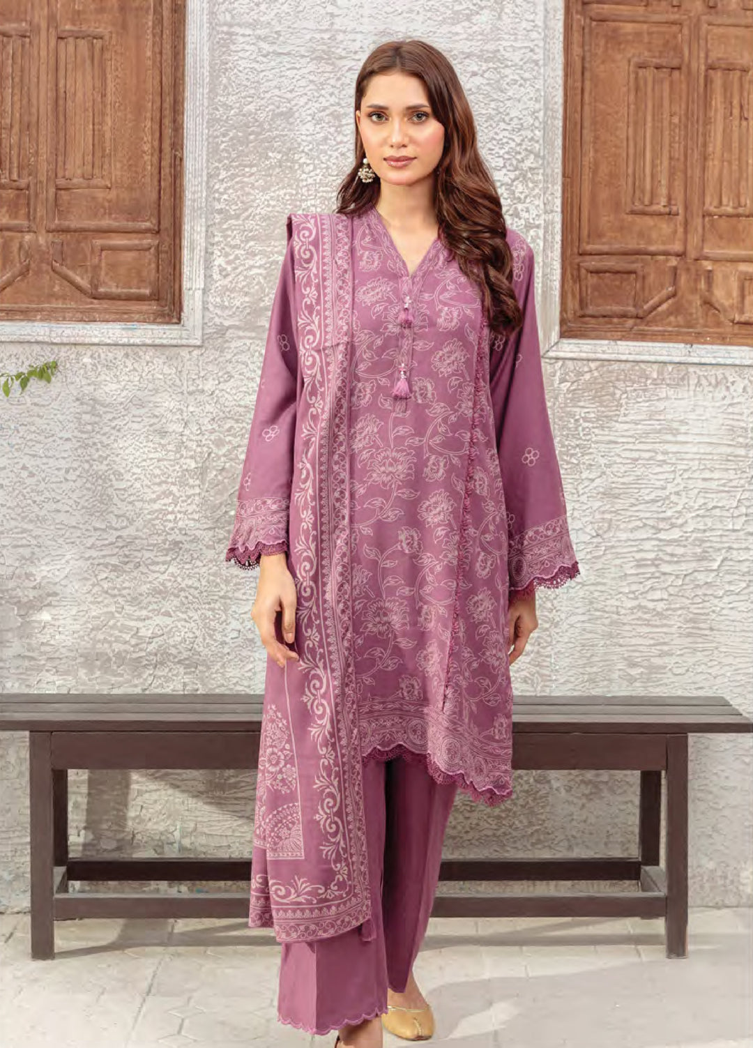 Lakhany Printed Pashmina Suits Unstitched 3 Piece LSM25LP LG-RK-0091-C - Winter Collection