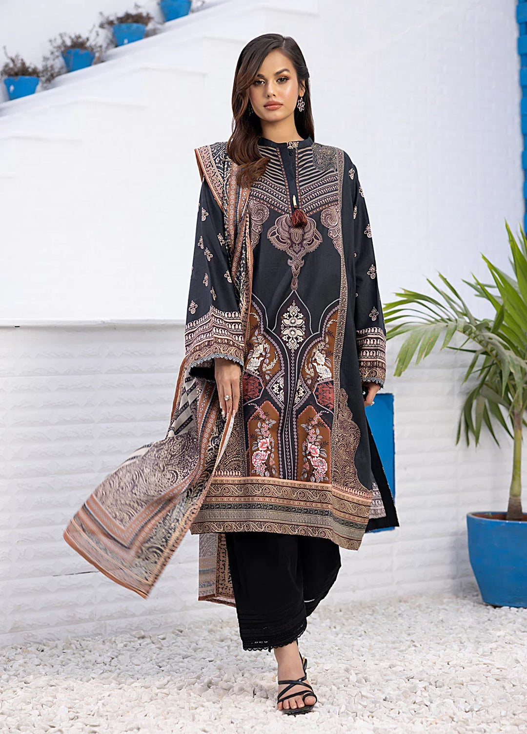 Salitex Women Printed Cambric 3 Piece Suit WRS3BA24AL27 - Winter Collection