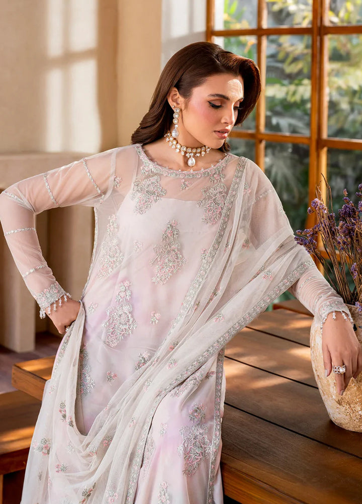 Iris by Zarif Embroidered Net Suits Unstitched 3 Piece ZR25UF ZRI 01 Orchid - Formal Collection