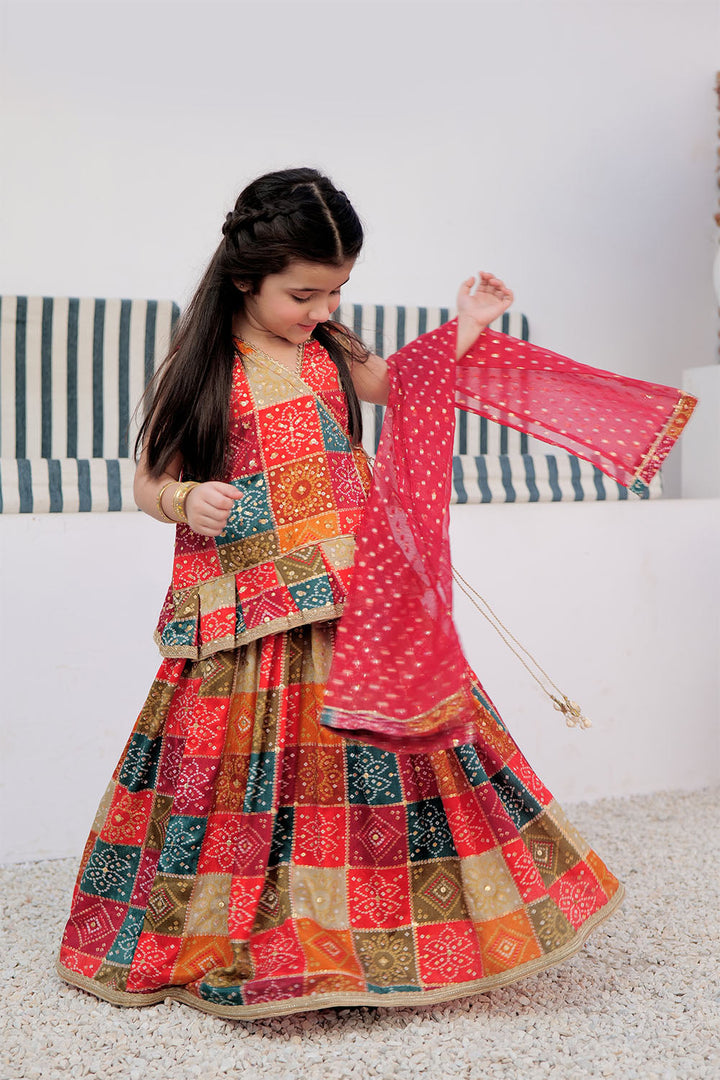 Senorita Kids RTW Green and Multicolor Formal 3 Piece Suit Tasar Silk KDD-02869 - Summer Collection