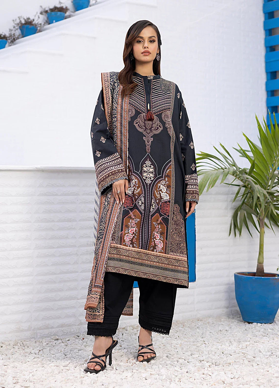 Salitex Women Printed Cambric 3 Piece Suit WRS3BA24AL27 - Winter Collection