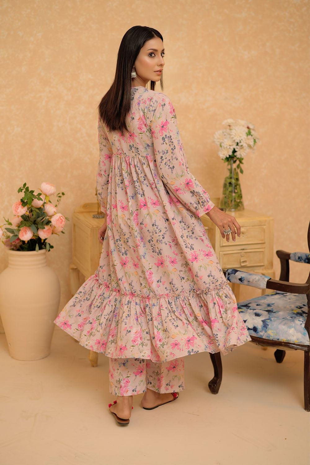 Senorita Women RTW Women Solids Fawn and Multicolor Casual 2 Piece Suit Polyester Swiss Lawn LAC-02960 - Summer Collection