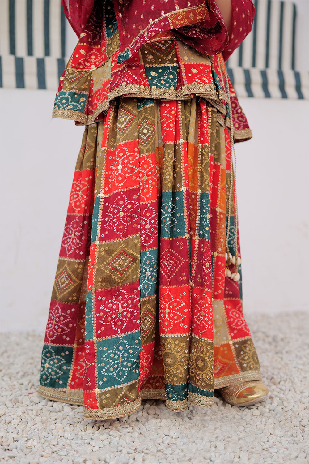 Senorita Kids RTW Green and Multicolor Formal 3 Piece Suit Tasar Silk KDD-02869 - Summer Collection