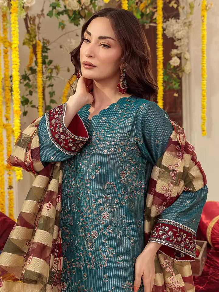 Salitex Unstitched Embroidered Cotton Silk 3 Piece Suit SUNS7JI052UT - Festive Collection