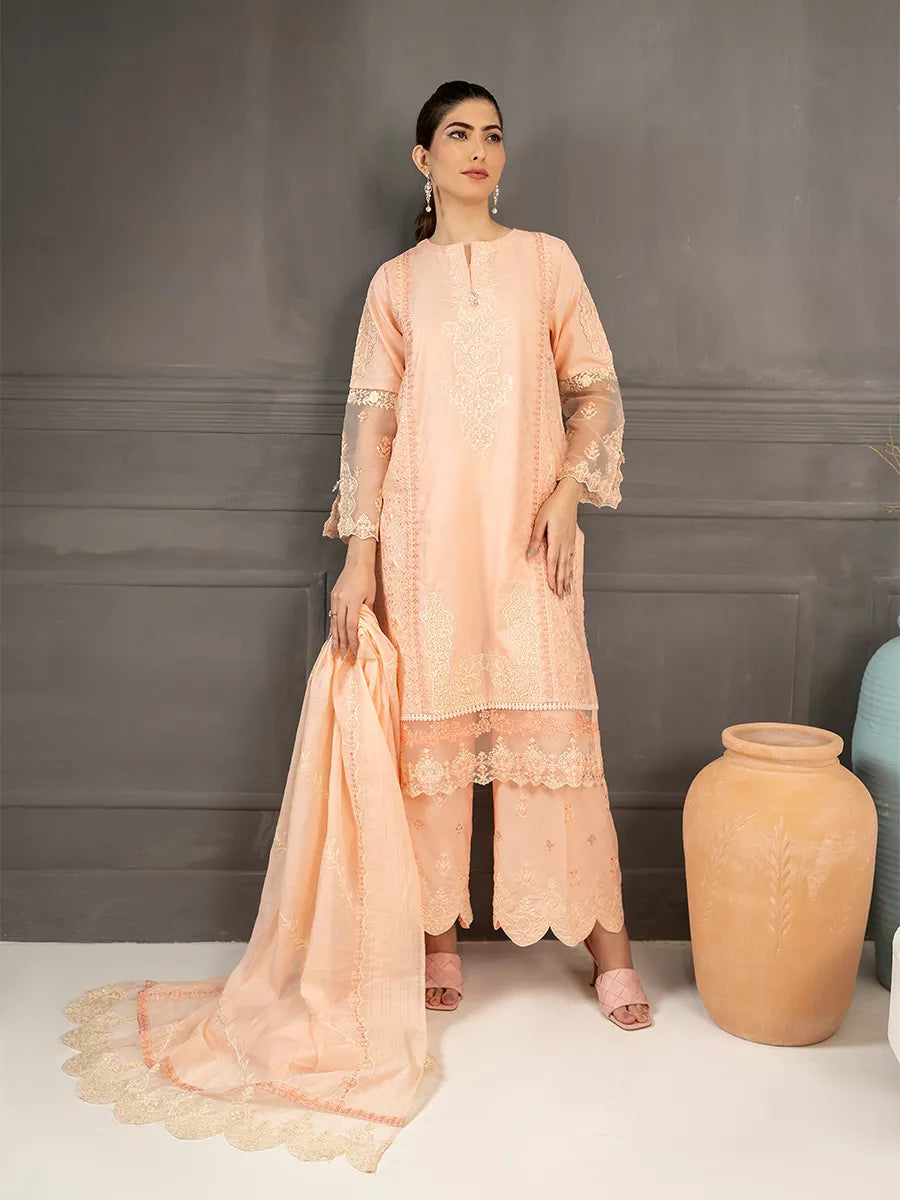 Salitex Women Embroidered Self Jacquard 3 Piece Suit SPL3PELP052 - Summer Collection