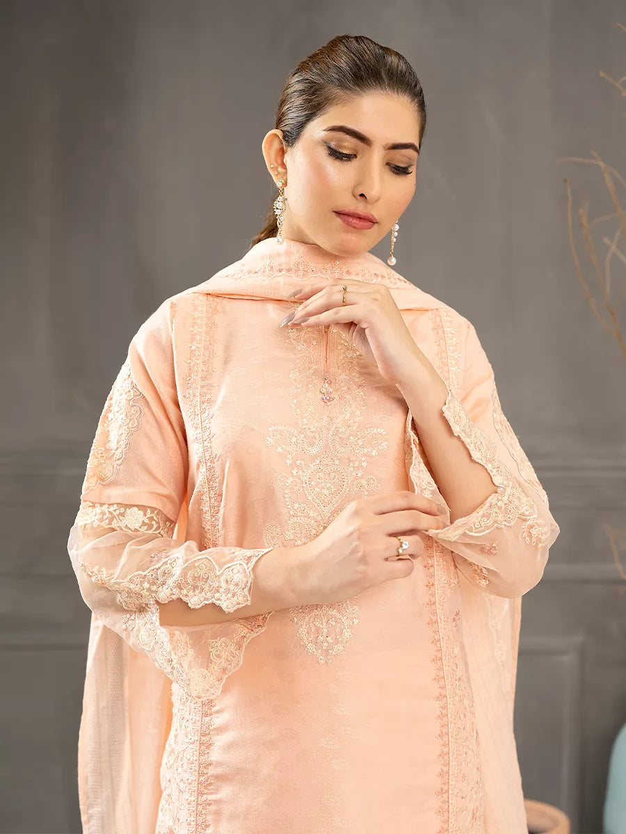 Salitex Women Embroidered Self Jacquard 3 Piece Suit SPL3PELP052 - Summer Collection