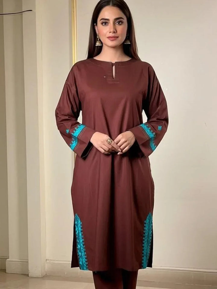 Salitex Women Embroidered Cambric 2 Piece Suit SPW6BSE150-A - Winter Collection
