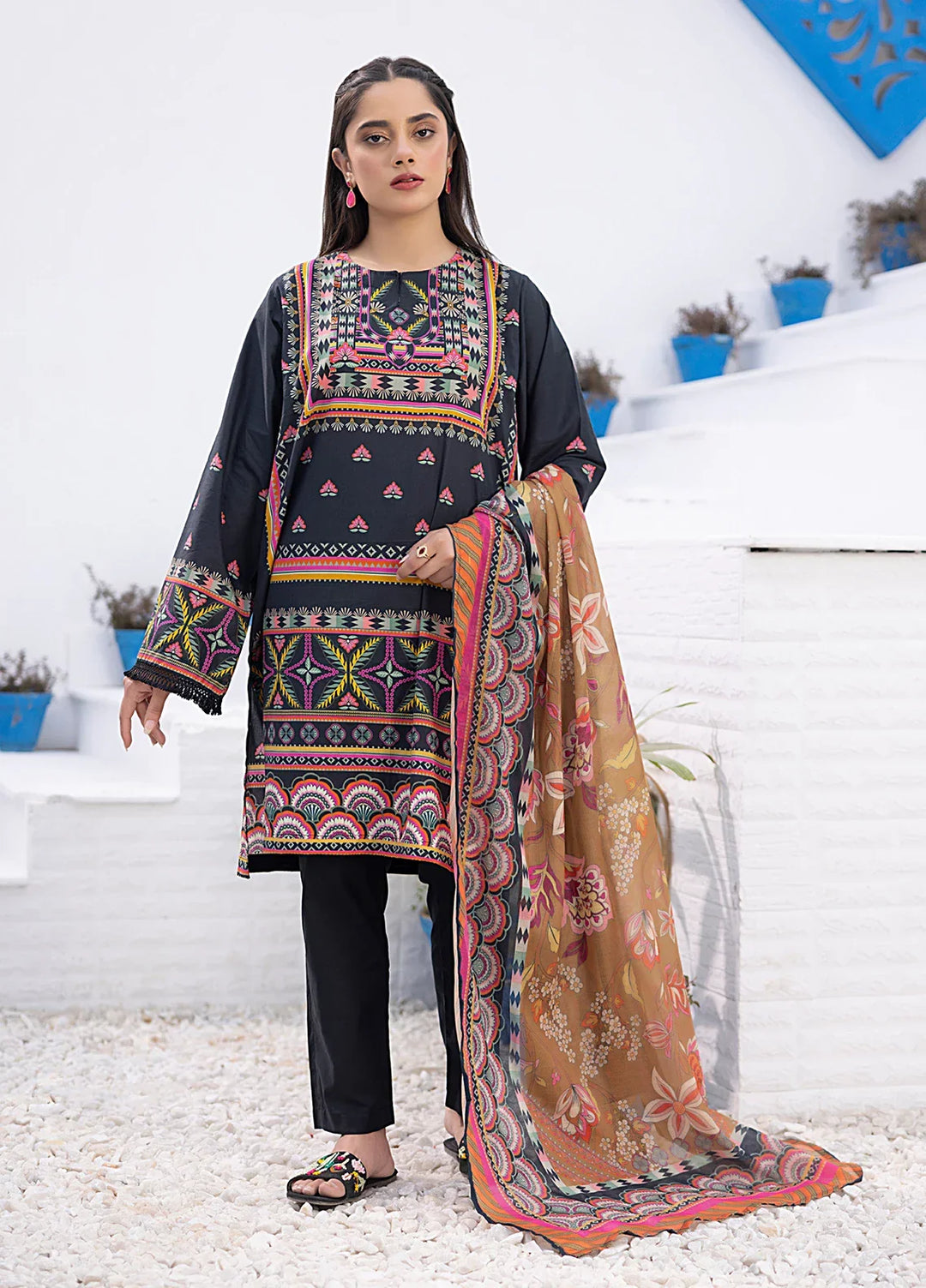 Salitex Women Printed Cambric 3 Piece Suit WRS3BA24AL117 - Winter Collection