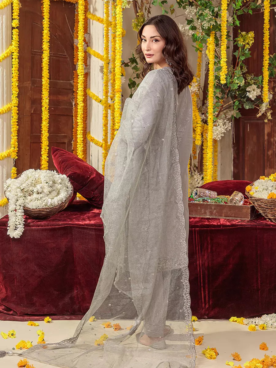Salitex Unstitched Embroidered Cotton Silk 3 Piece Suit SUNS7JI049UT - Festive Collection