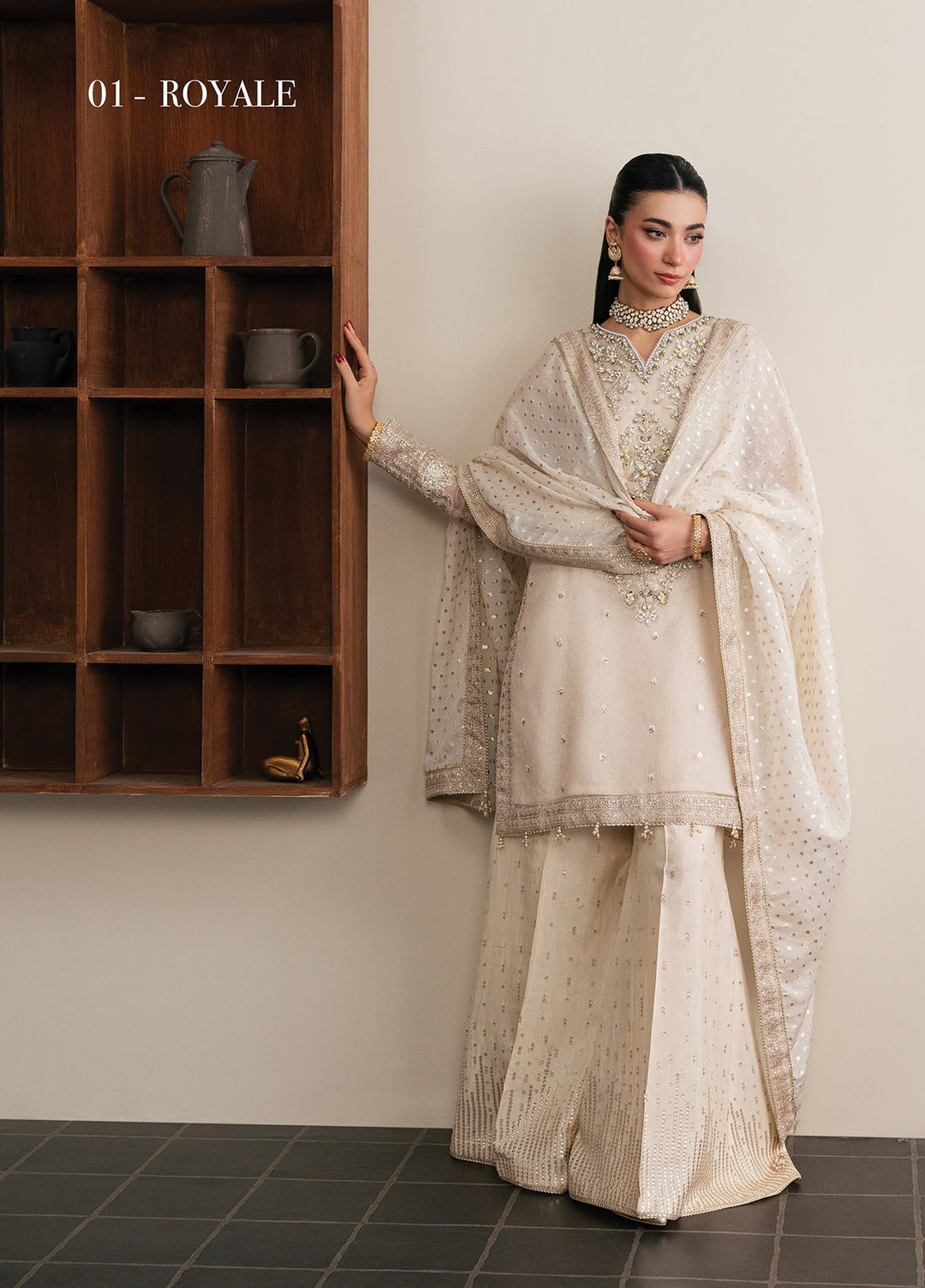 Kalani by Xenia Formals Unstitched Embroidered Kundan Zari 3 Piece Suit XE26UKW 01-Royale - Wedding Collection