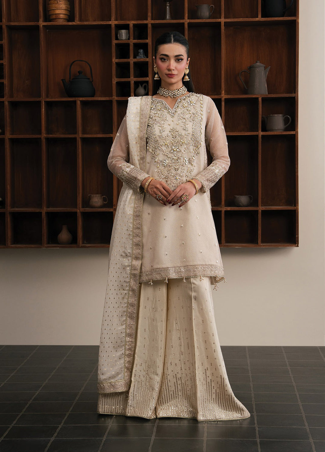 Kalani by Xenia Formals Unstitched Embroidered Kundan Zari 3 Piece Suit XE26UKW 01-Royale - Wedding Collection